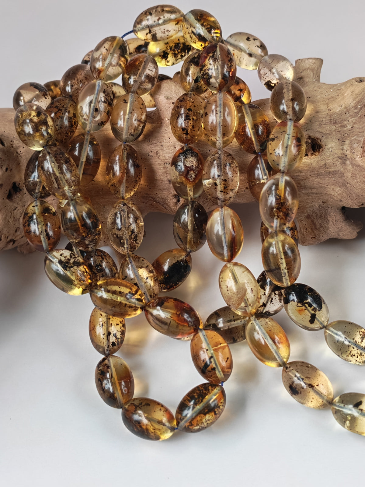Raw Citron Baltic Amber Misbah with Debris | 68 Olive Beads | 11.5 x 7.5mm  | 27.3g