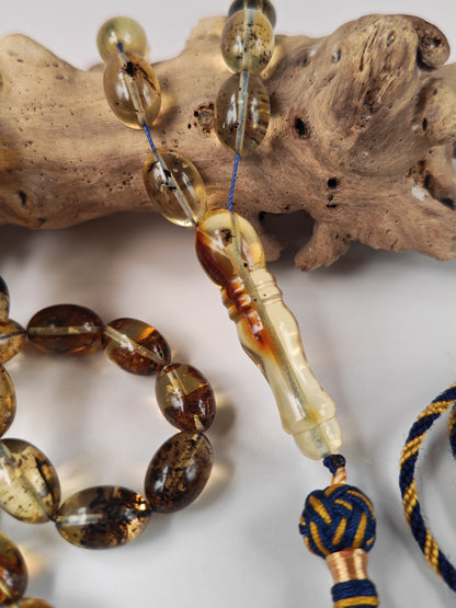 Raw Citron Baltic Amber Misbah with Debris | 68 Olive Beads | 11.5 x 7.5mm  | 27.3g