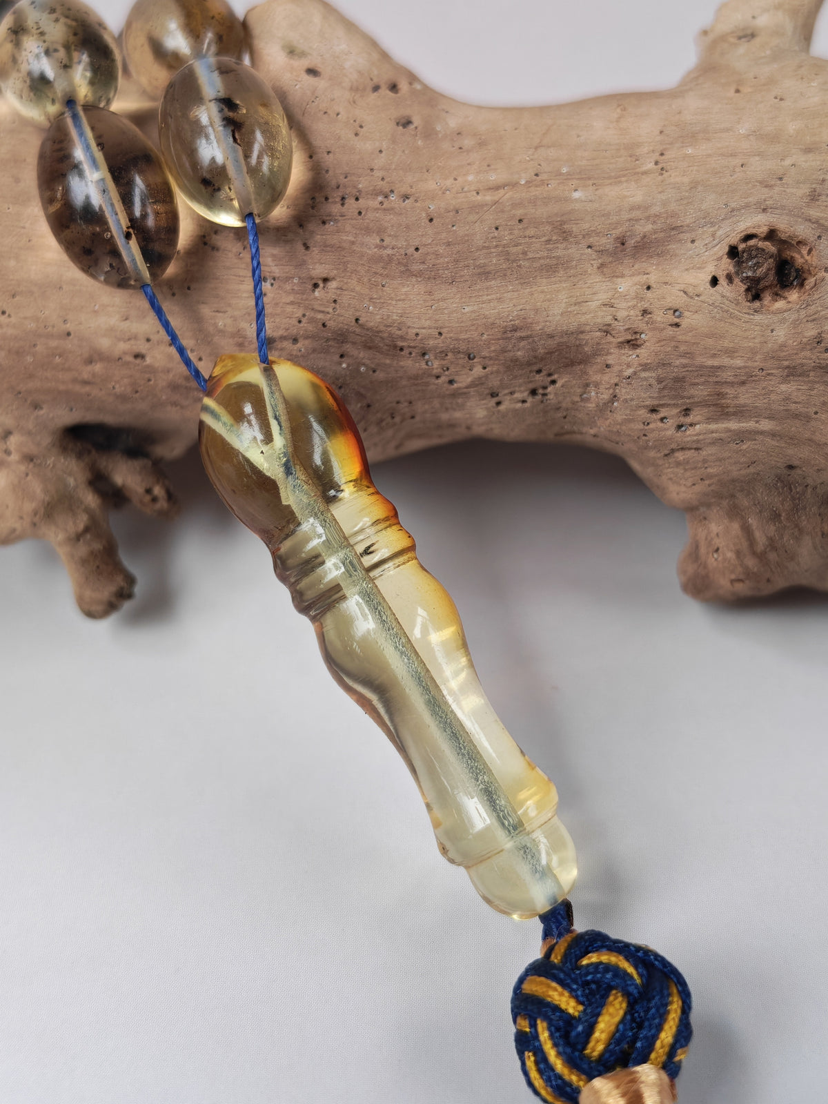 Raw Citron Baltic Amber Misbah with Debris | 68 Olive Beads | 11.5 x 7.5mm  | 27.3g