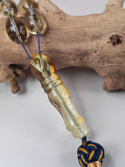 Raw Citron Baltic Amber Misbah with Debris | 68 Olive Beads | 11.5 x 7.5mm  | 27.3g