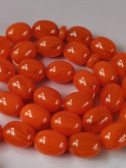 Super Rare German Bakelite Tasbih | 33 Pigeon Egg Beads | Orange with Veins