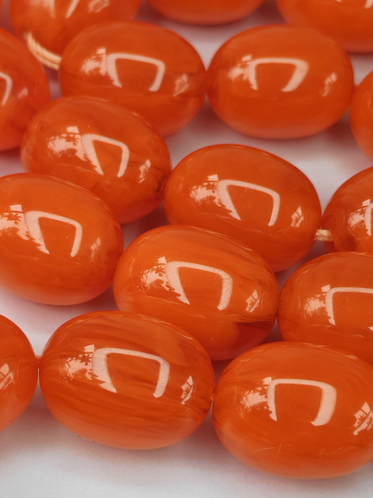 Super Rare German Bakelite Tasbih | 33 Pigeon Egg Beads | Orange with Veins