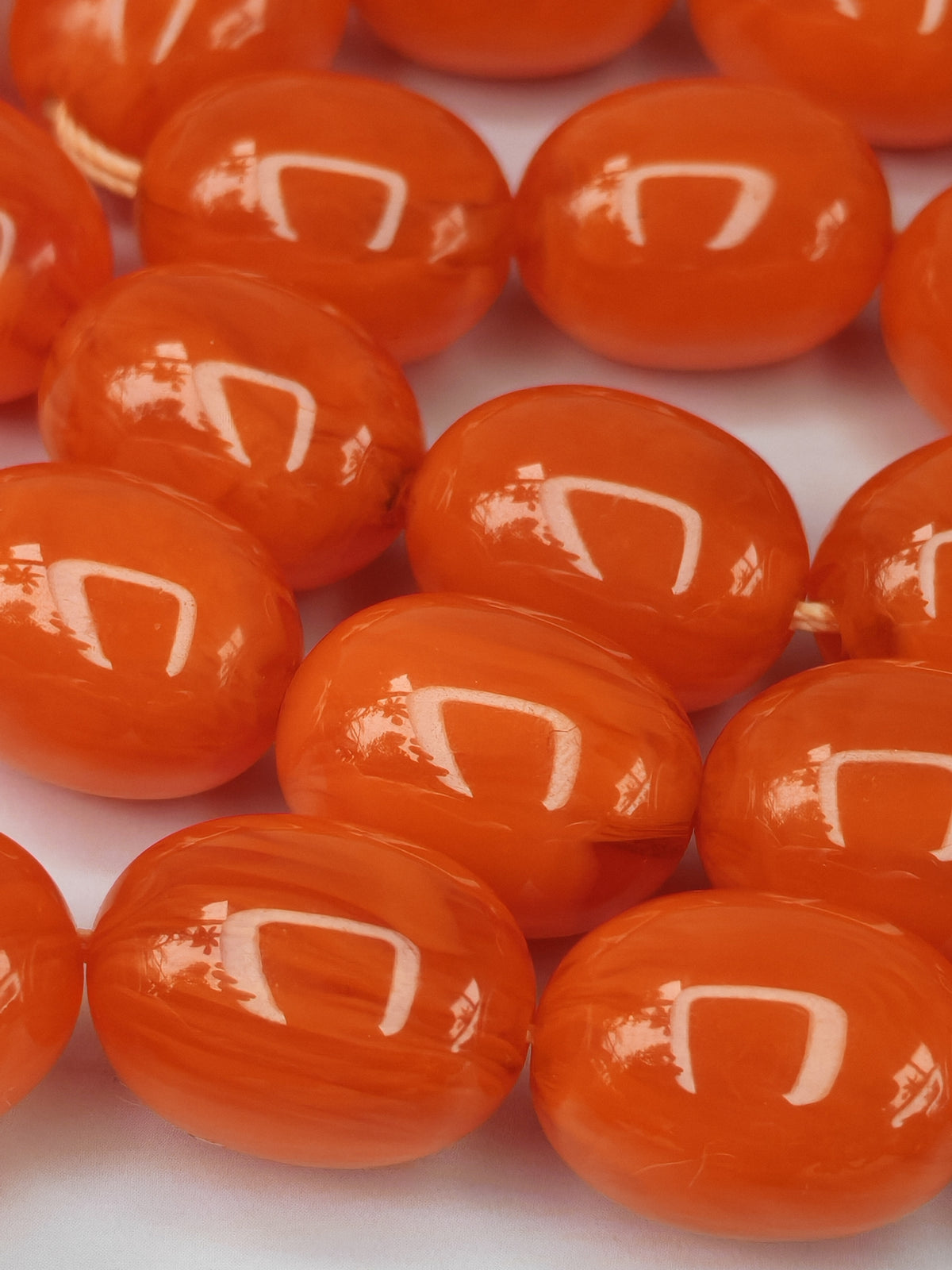 Super Rare German Bakelite Tasbih | 33 Pigeon Egg Beads | Orange with Veins