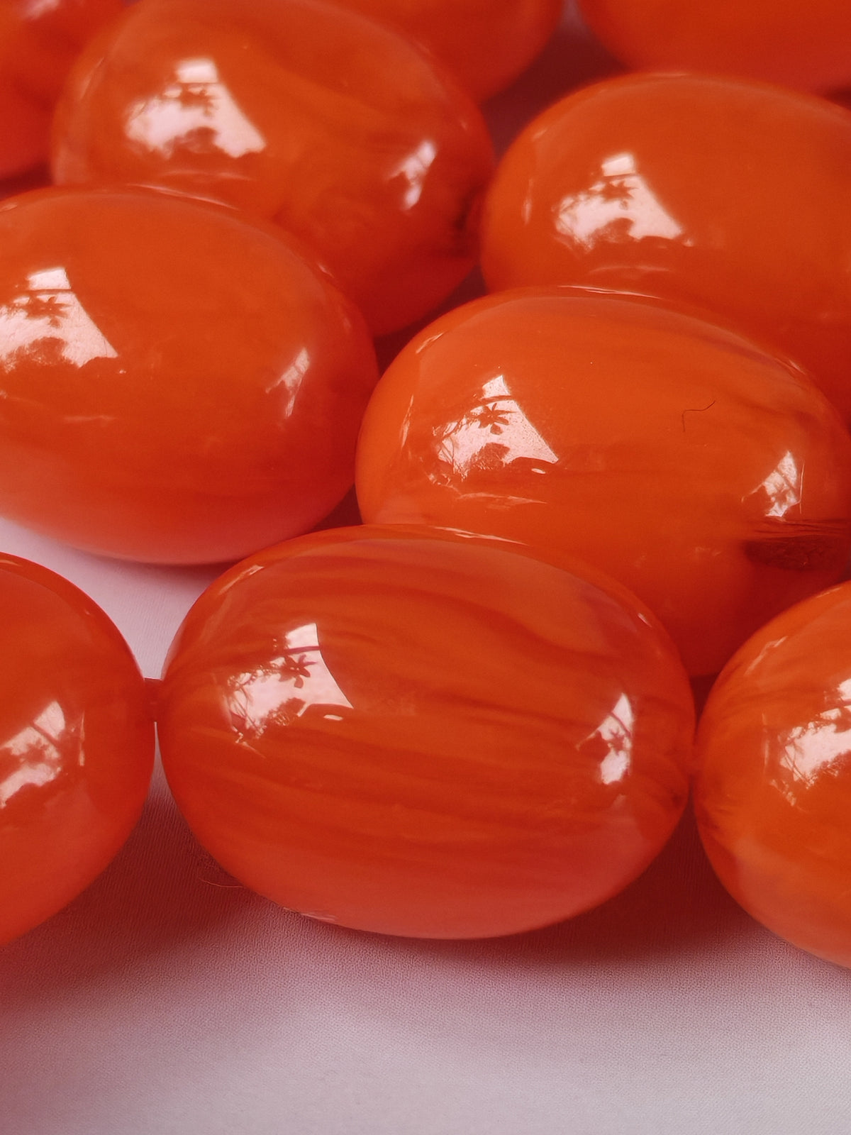 Super Rare German Bakelite Tasbih | 33 Pigeon Egg Beads | Orange with Veins