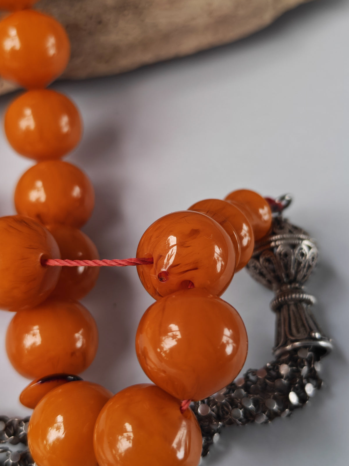 Super Rare Belgian Bakelite Rosary – 43 Istanbul Beads | Red Vines | Big Size