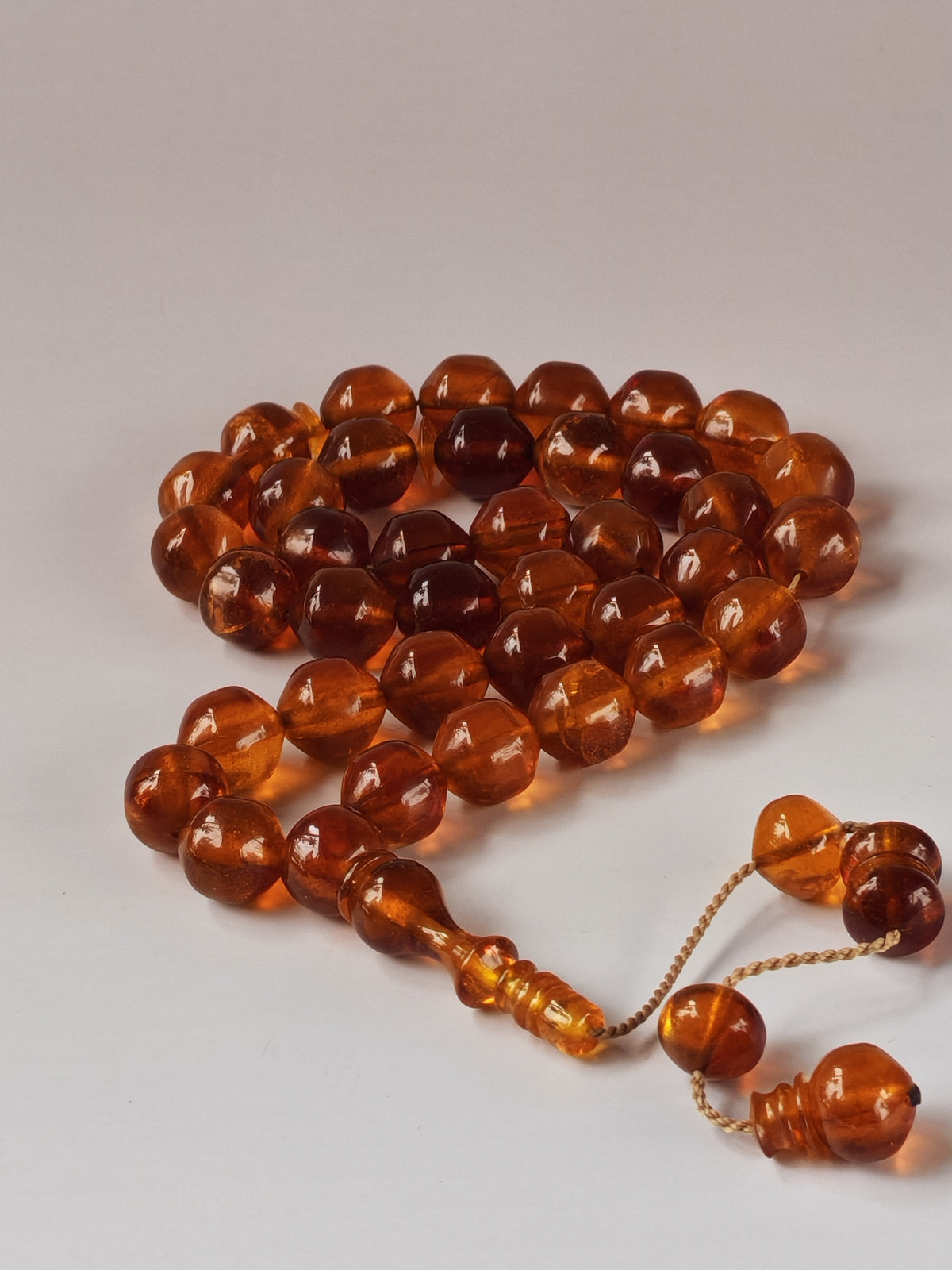 German Bakelite Misbah – 37 Istanbul Beads | Rare Star Disk Orange