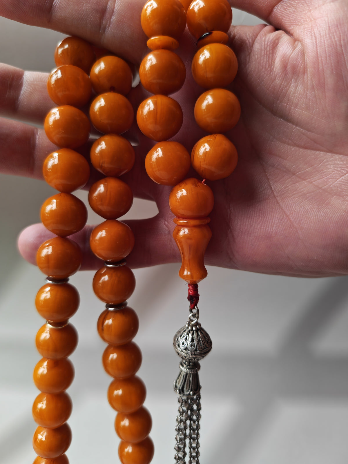 Super Rare Belgian Bakelite Rosary – 43 Istanbul Beads | Red Vines | Big Size