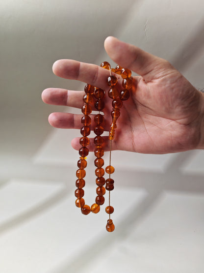 German Bakelite Misbah – 37 Istanbul Beads | Rare Star Disk Orange