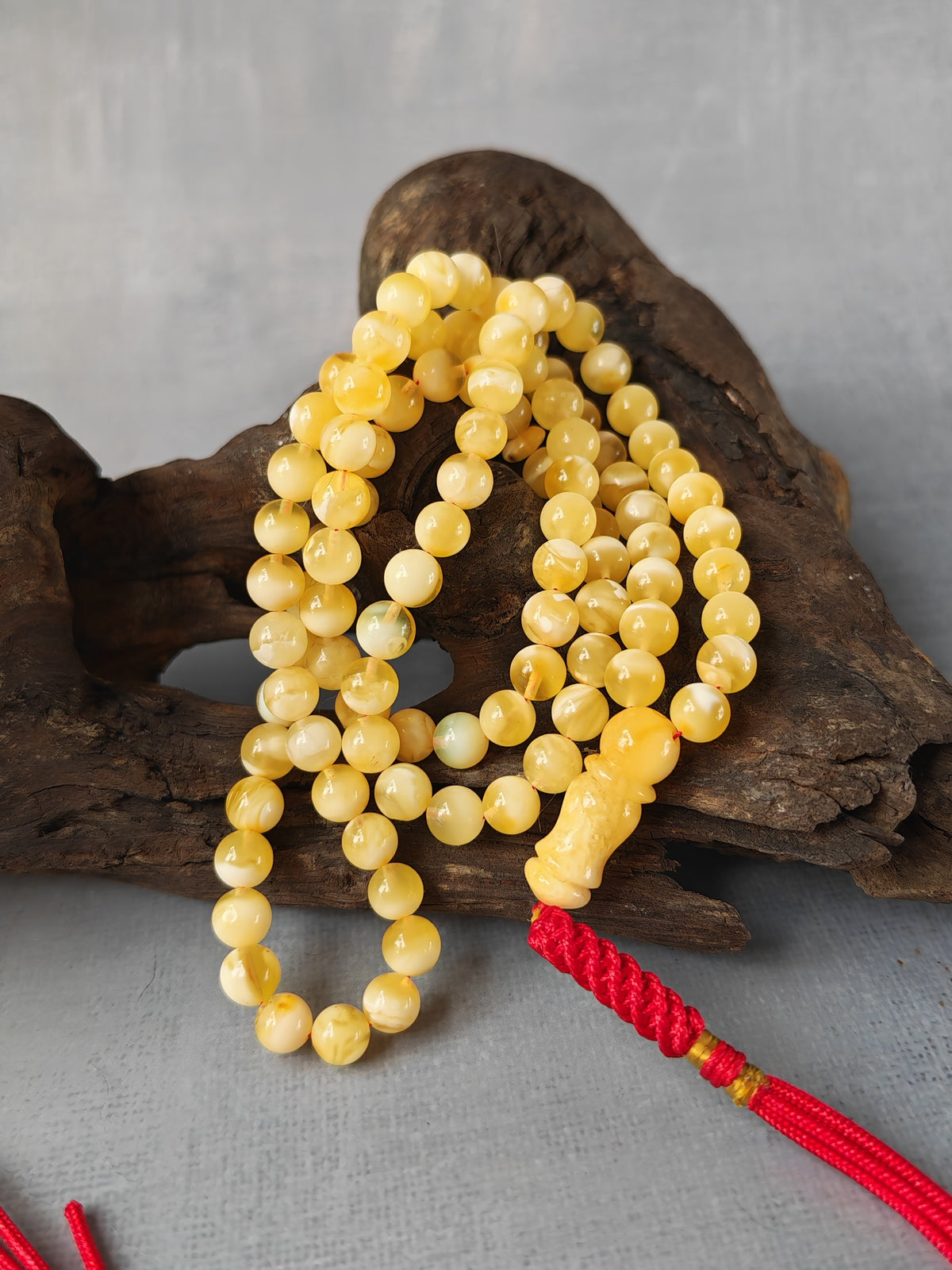 Tiger Baltic Amber Rosary | 99 Micro Round Beads | 6.1mm | Cloudy Inclusions | 14.4g