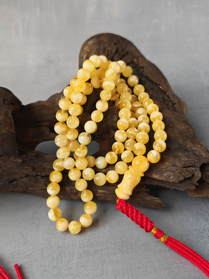 Tiger Baltic Amber Rosary | 99 Micro Round Beads | 6.1mm | Cloudy Inclusions | 14.4g