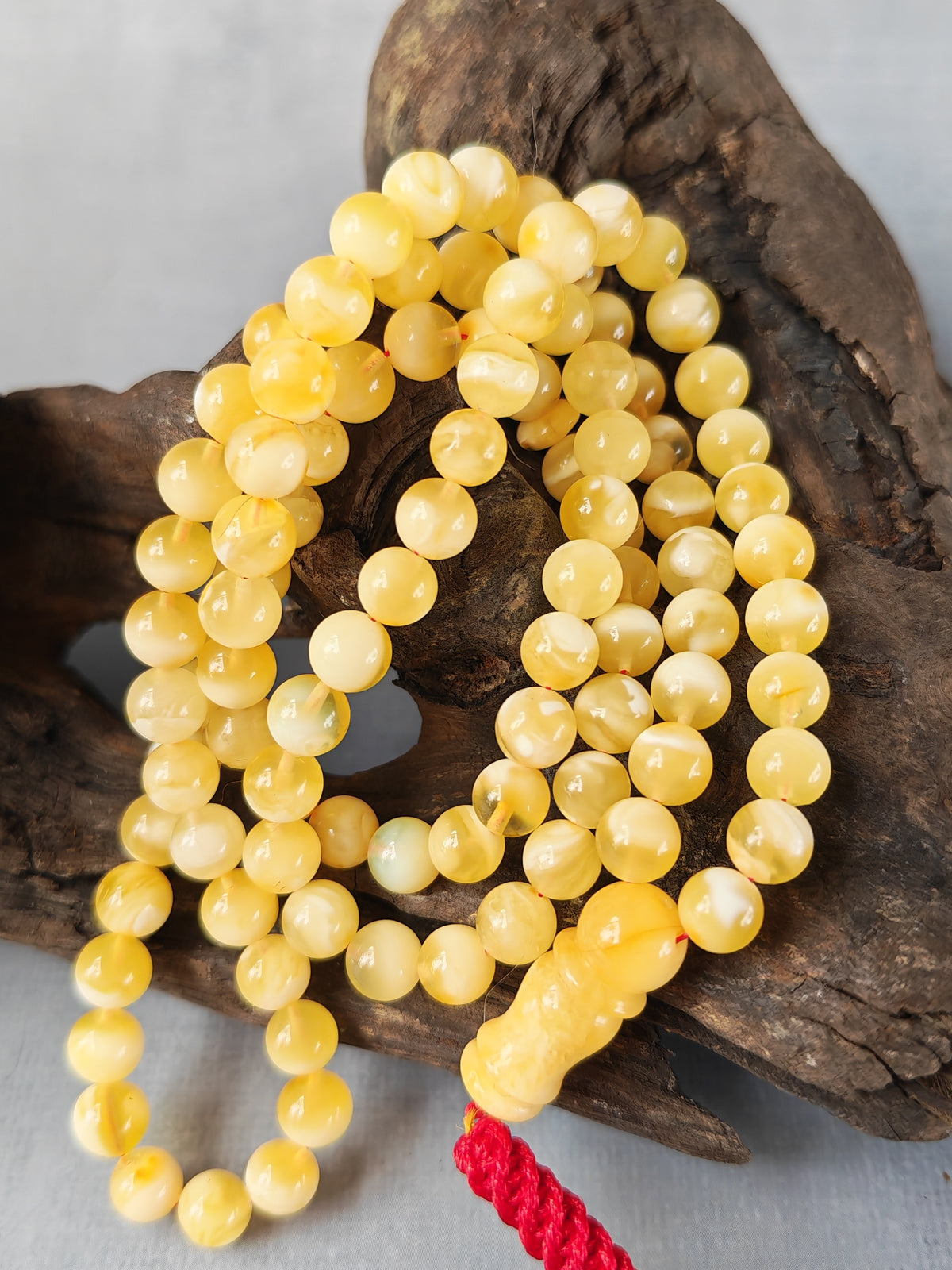Tiger Baltic Amber Rosary | 99 Micro Round Beads | 6.1mm | Cloudy Inclusions | 14.4g