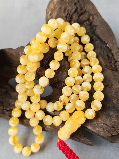 Tiger Baltic Amber Rosary | 99 Micro Round Beads | 6.1mm | Cloudy Inclusions | 14.4g
