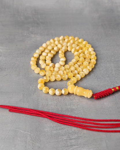 Tiger Baltic Amber Rosary | 99 Micro Round Beads | 6.1mm | Cloudy Inclusions | 14.4g