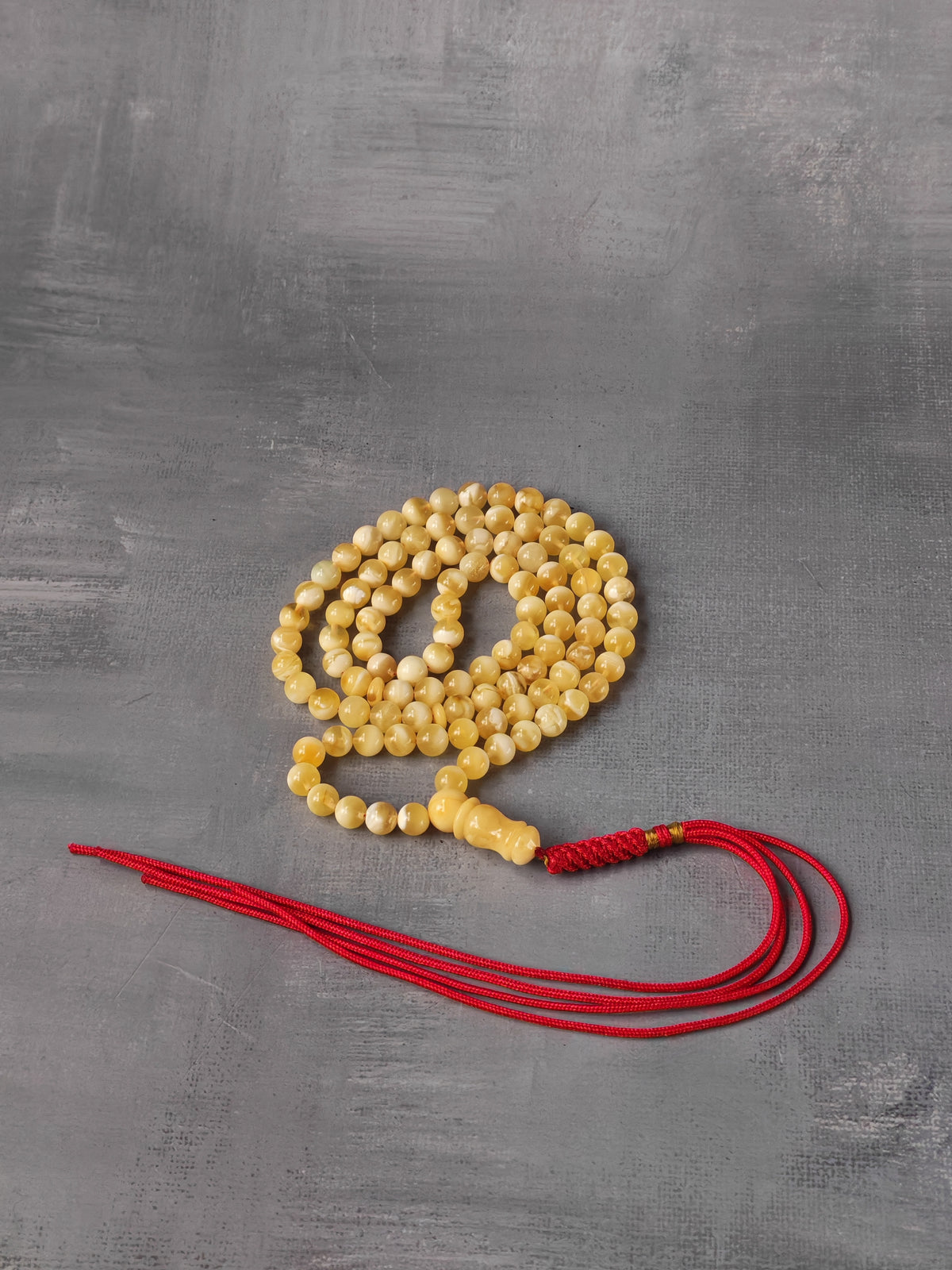 Tiger Baltic Amber Rosary | 99 Micro Round Beads | 6.1mm | Cloudy Inclusions | 14.4g