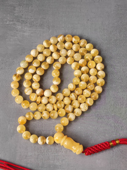 Tiger Baltic Amber Rosary | 99 Micro Round Beads | 6.1mm | Cloudy Inclusions | 14.4g