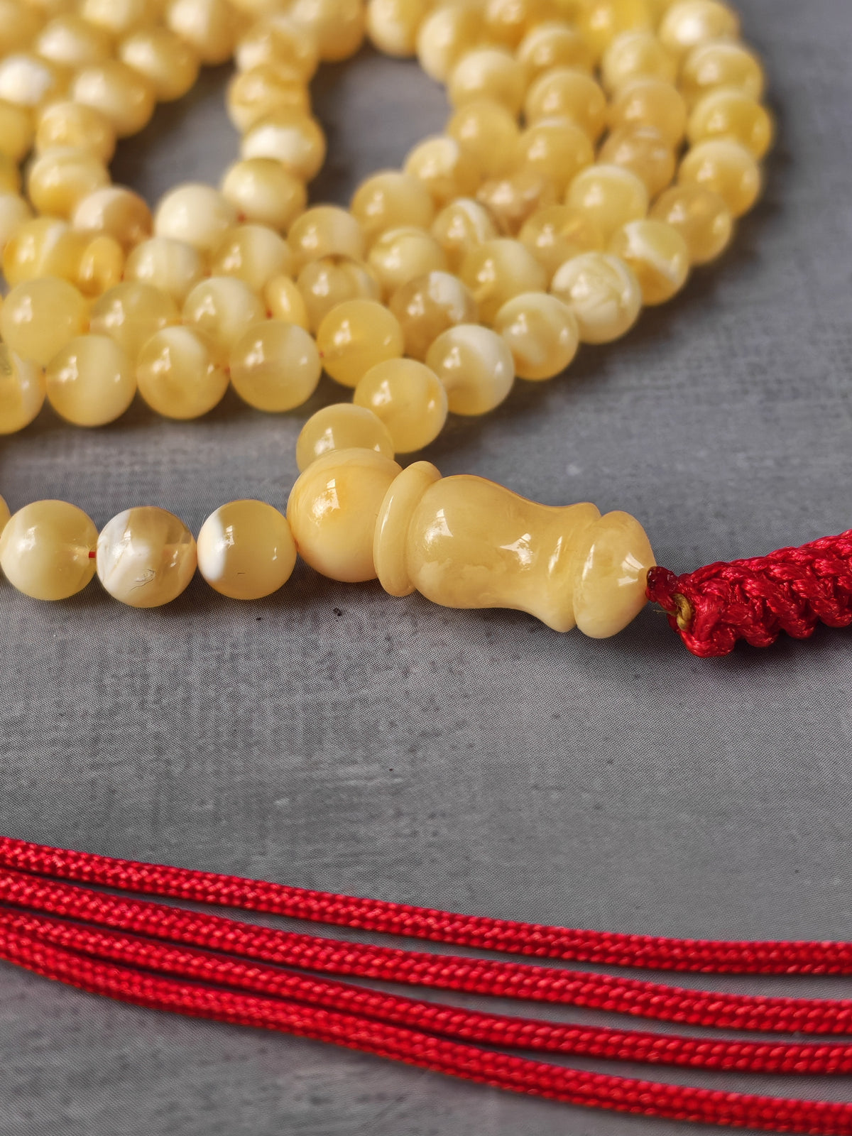 Tiger Baltic Amber Rosary | 99 Micro Round Beads | 6.1mm | Cloudy Inclusions | 14.4g