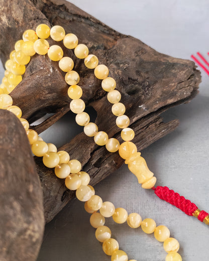 Tiger Baltic Amber Rosary | 99 Micro Round Beads | 6.1mm | Cloudy Inclusions | 14.4g