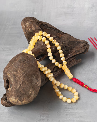 Tiger Baltic Amber Rosary | 99 Micro Round Beads | 6.1mm | Cloudy Inclusions | 14.4g