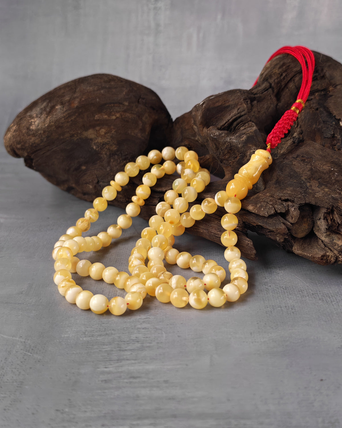 Tiger Baltic Amber Rosary | 99 Micro Round Beads | 6.1mm | Cloudy Inclusions | 14.4g