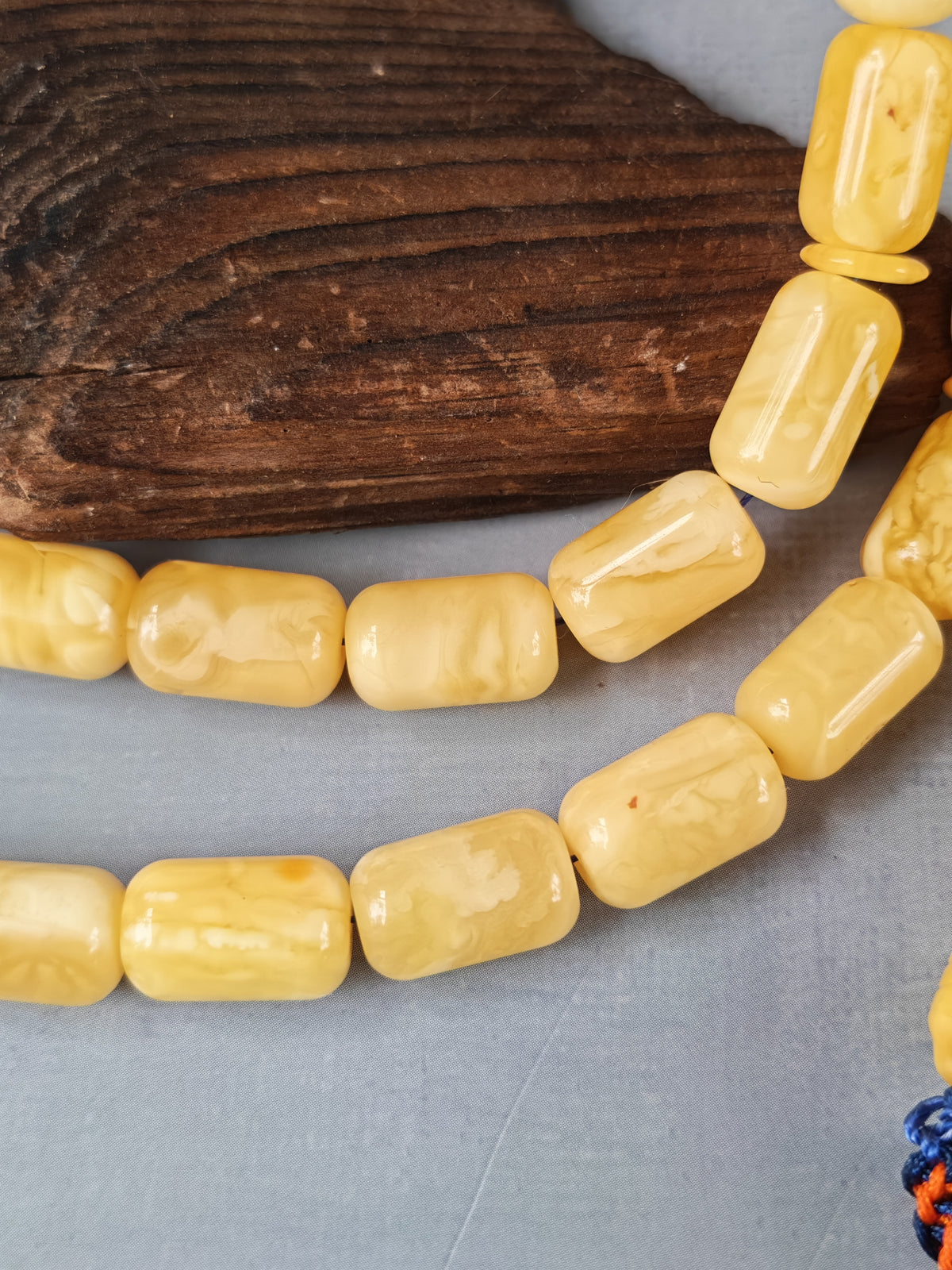 Tiger Baltic Amber Misbah | 45 Barrel Beads | 14 x 8.6mm | Butterscotch | 36.6g