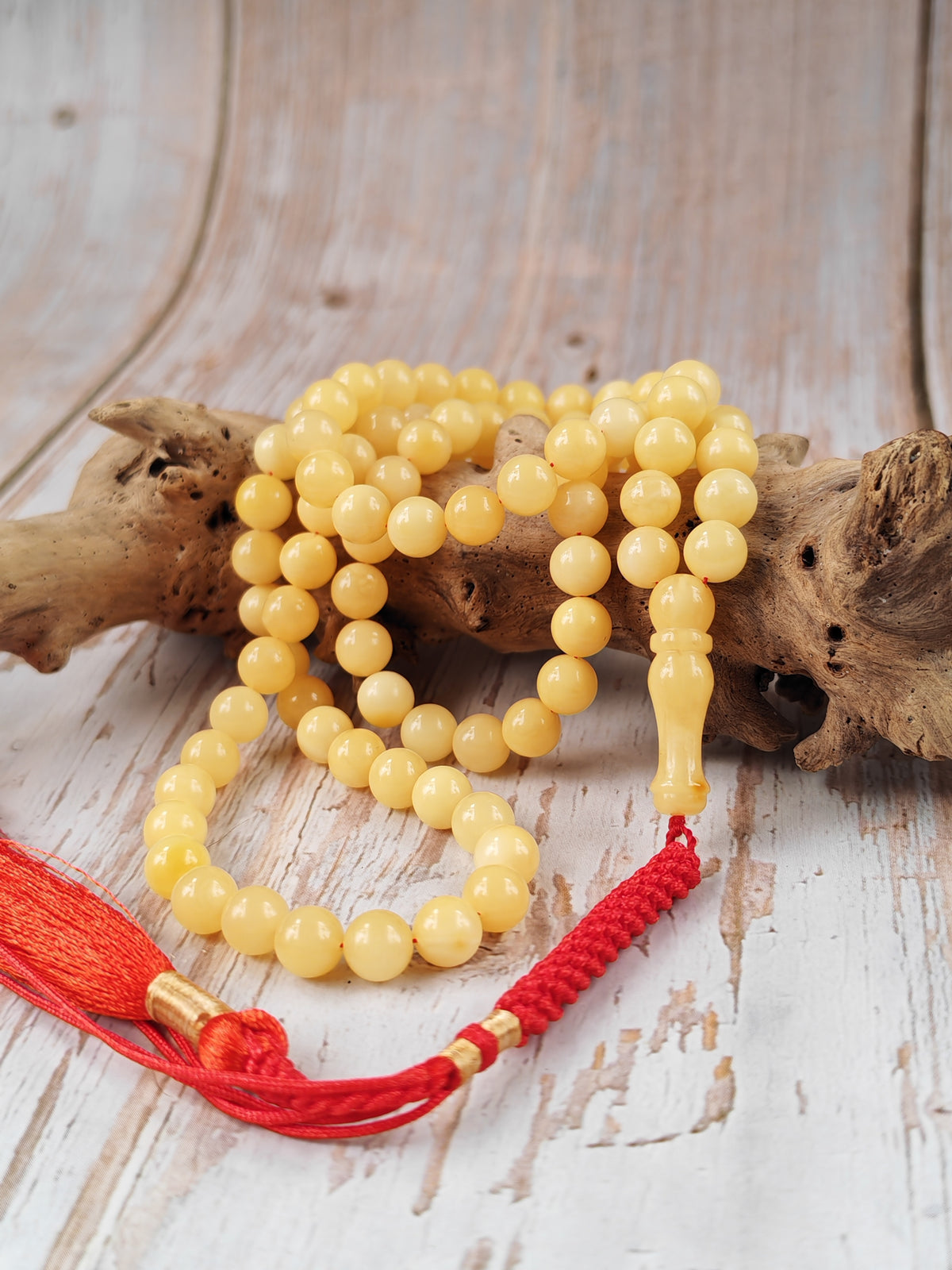 Natural Light Butterscotch Baltic Amber Misbah | 99 Micro Round Beads | 6.8–7mm | 18.9g