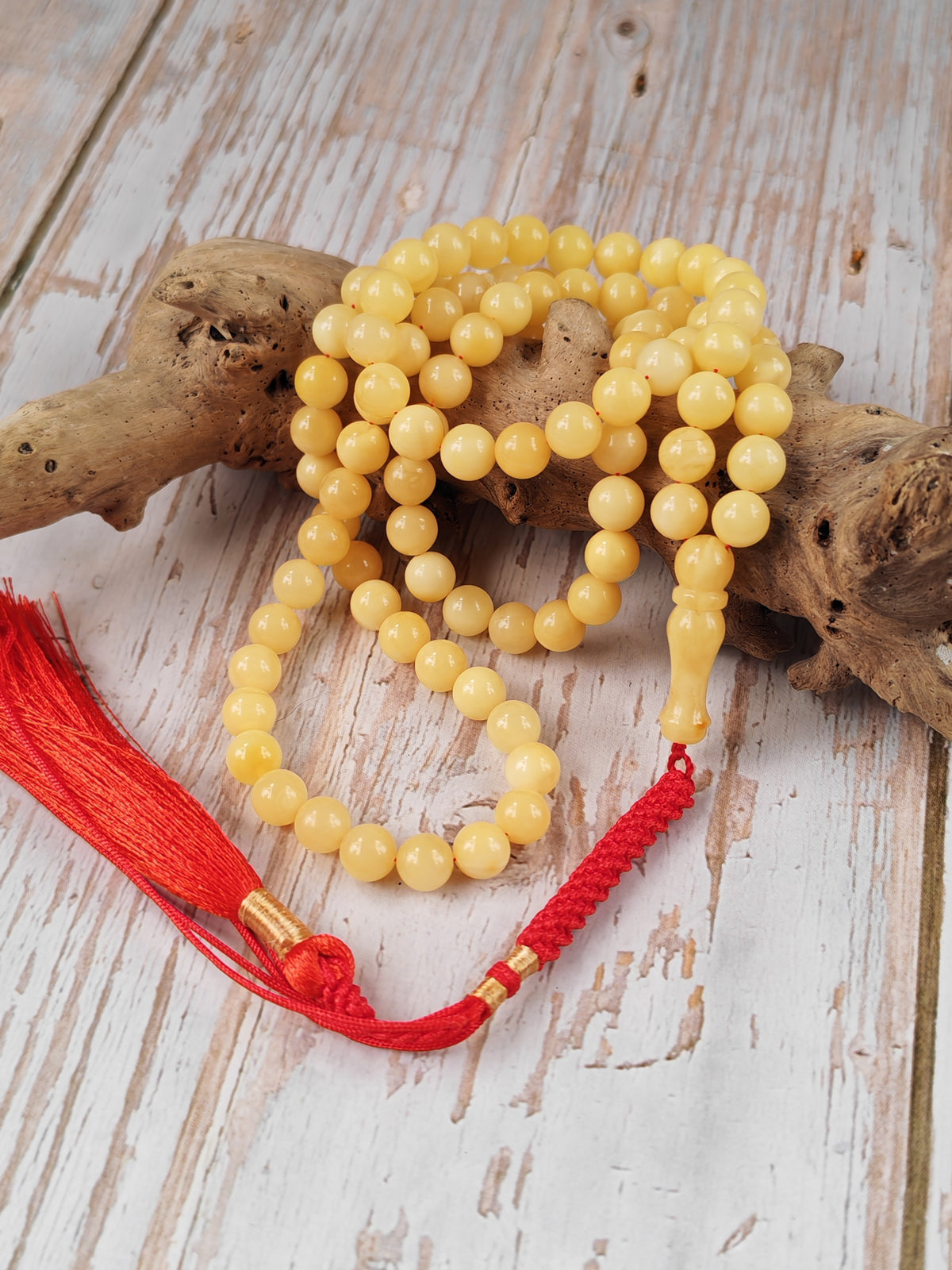 Natural Light Butterscotch Baltic Amber Misbah | 99 Micro Round Beads | 6.8–7mm | 18.9g