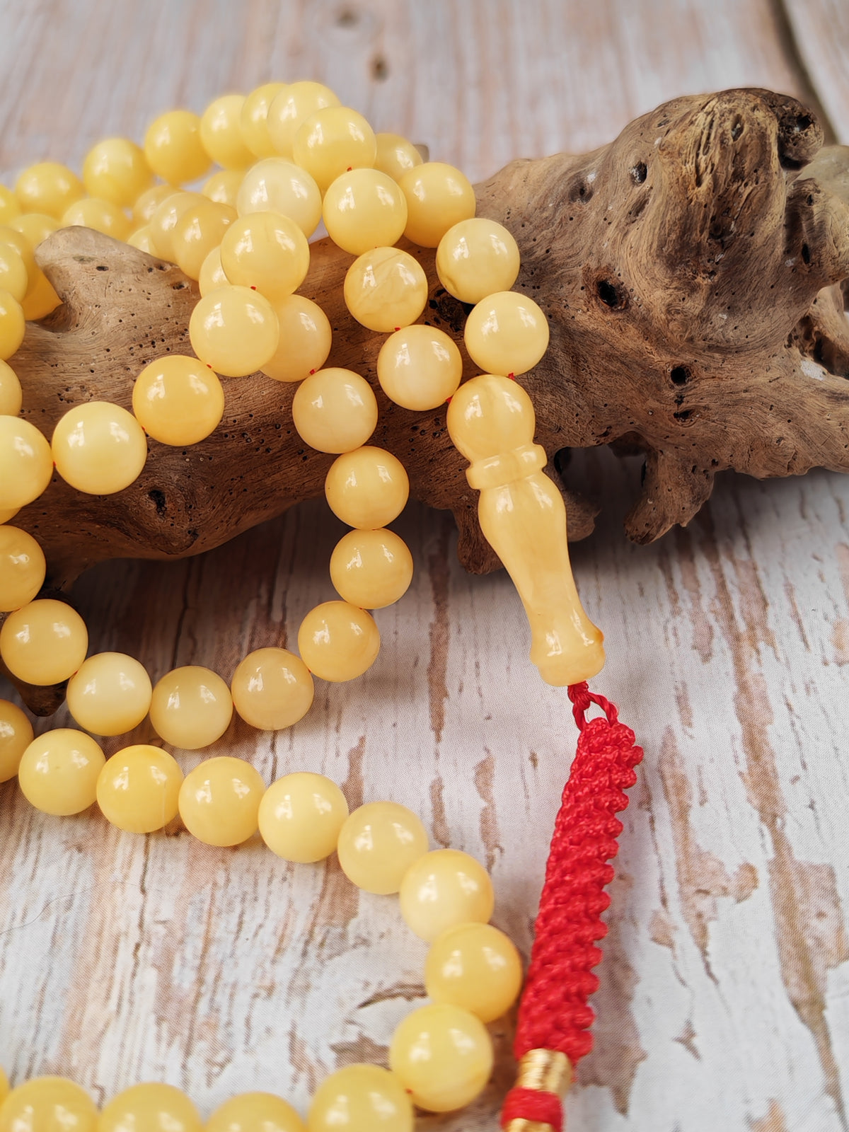 Natural Light Butterscotch Baltic Amber Misbah | 99 Micro Round Beads | 6.8–7mm | 18.9g