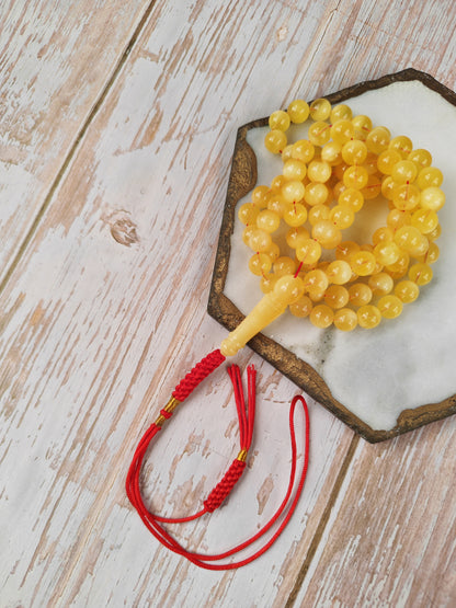 Natural Baltic Amber Rosary | 99 Round Beads | 8mm | White Patches | 33.2g | Half Half Pattern