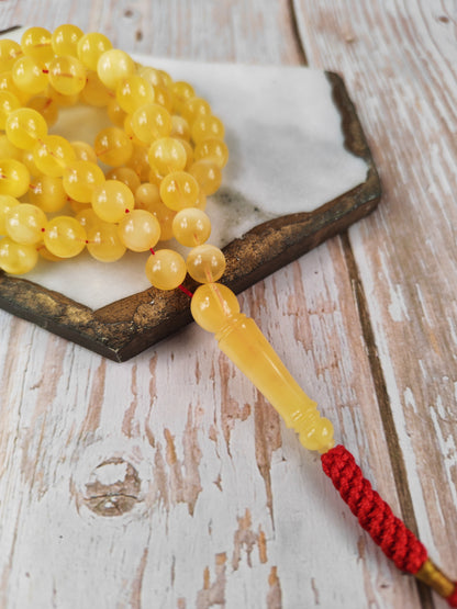 Natural Baltic Amber Rosary | 99 Round Beads | 8mm | White Patches | 33.2g | Half Half Pattern