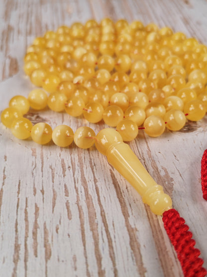 Natural Baltic Amber Rosary | 99 Round Beads | 8mm | White Patches | 33.2g | Half Half Pattern