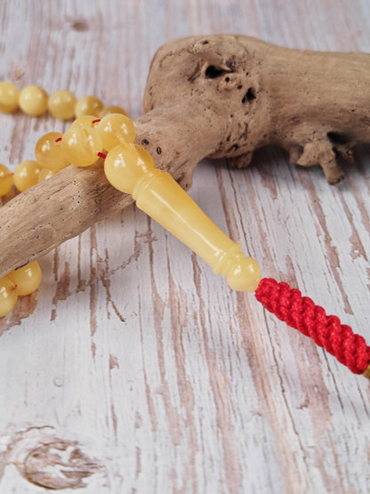 Natural Baltic Amber Rosary | 99 Round Beads | 8mm | White Patches | 33.2g | Half Half Pattern