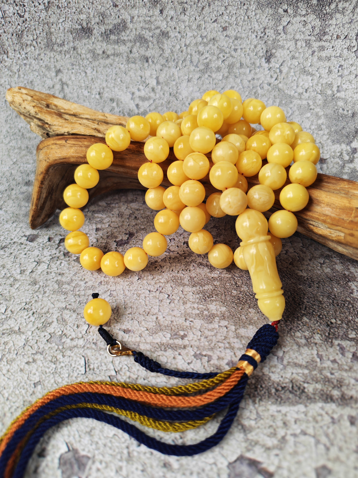 Natural Milk & Butterscotch Baltic Amber Tasbih | 71 Round Beads | 11–11.5mm | 60.2g