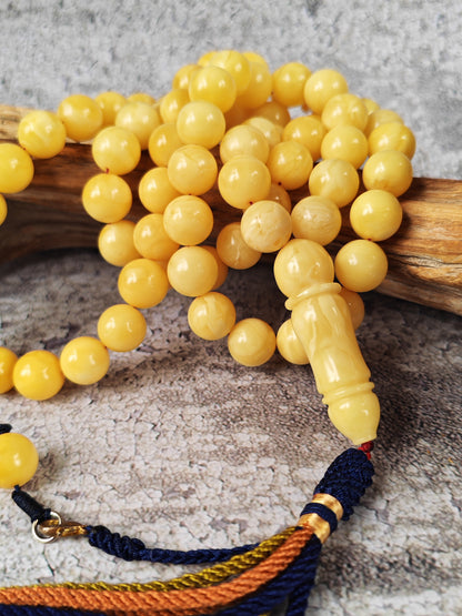 Natural Milk & Butterscotch Baltic Amber Tasbih | 71 Round Beads | 11–11.5mm | 60.2g