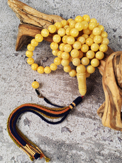 Natural Milk & Butterscotch Baltic Amber Tasbih | 71 Round Beads | 11–11.5mm | 60.2g