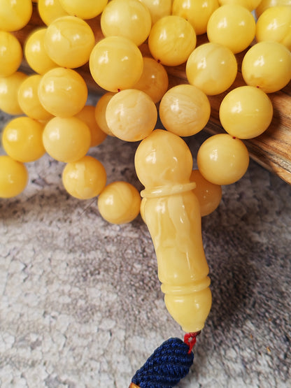 Natural Milk & Butterscotch Baltic Amber Tasbih | 71 Round Beads | 11–11.5mm | 60.2g