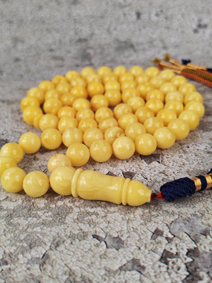 Natural Milk & Butterscotch Baltic Amber Tasbih | 71 Round Beads | 11–11.5mm | 60.2g