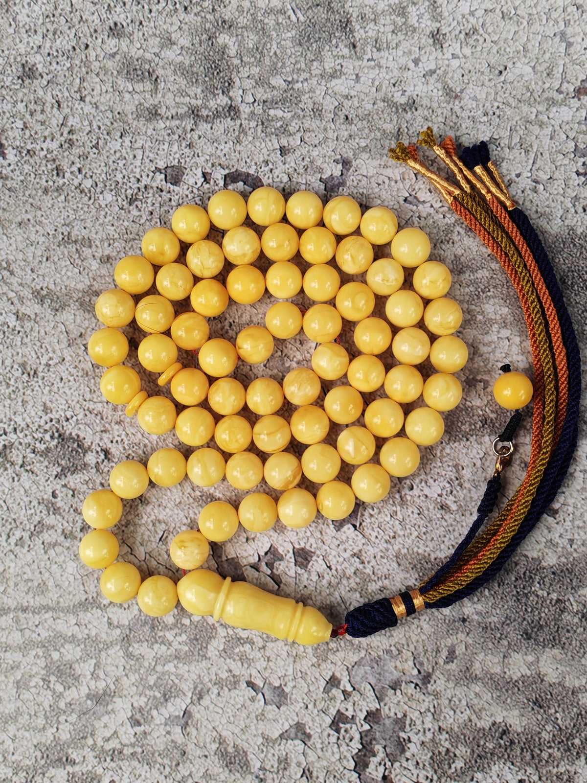 Natural Milk & Butterscotch Baltic Amber Tasbih | 71 Round Beads | 11–11.5mm | 60.2g