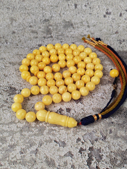 Natural Milk & Butterscotch Baltic Amber Tasbih | 71 Round Beads | 11–11.5mm | 60.2g