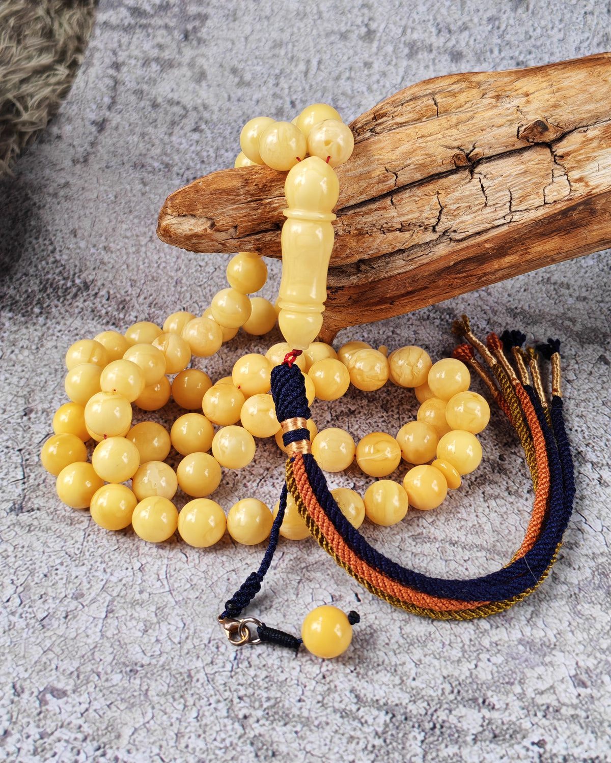 Natural Milk & Butterscotch Baltic Amber Tasbih | 71 Round Beads | 11–11.5mm | 60.2g