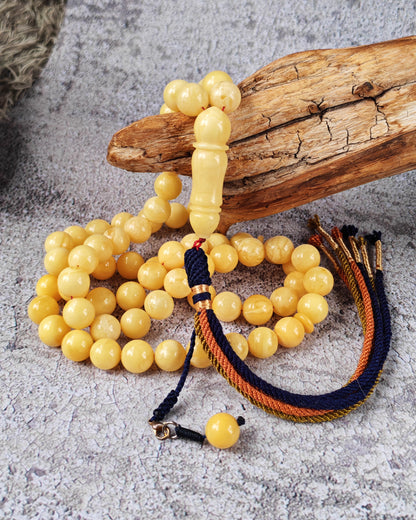 Natural Milk & Butterscotch Baltic Amber Tasbih | 71 Round Beads | 11–11.5mm | 60.2g