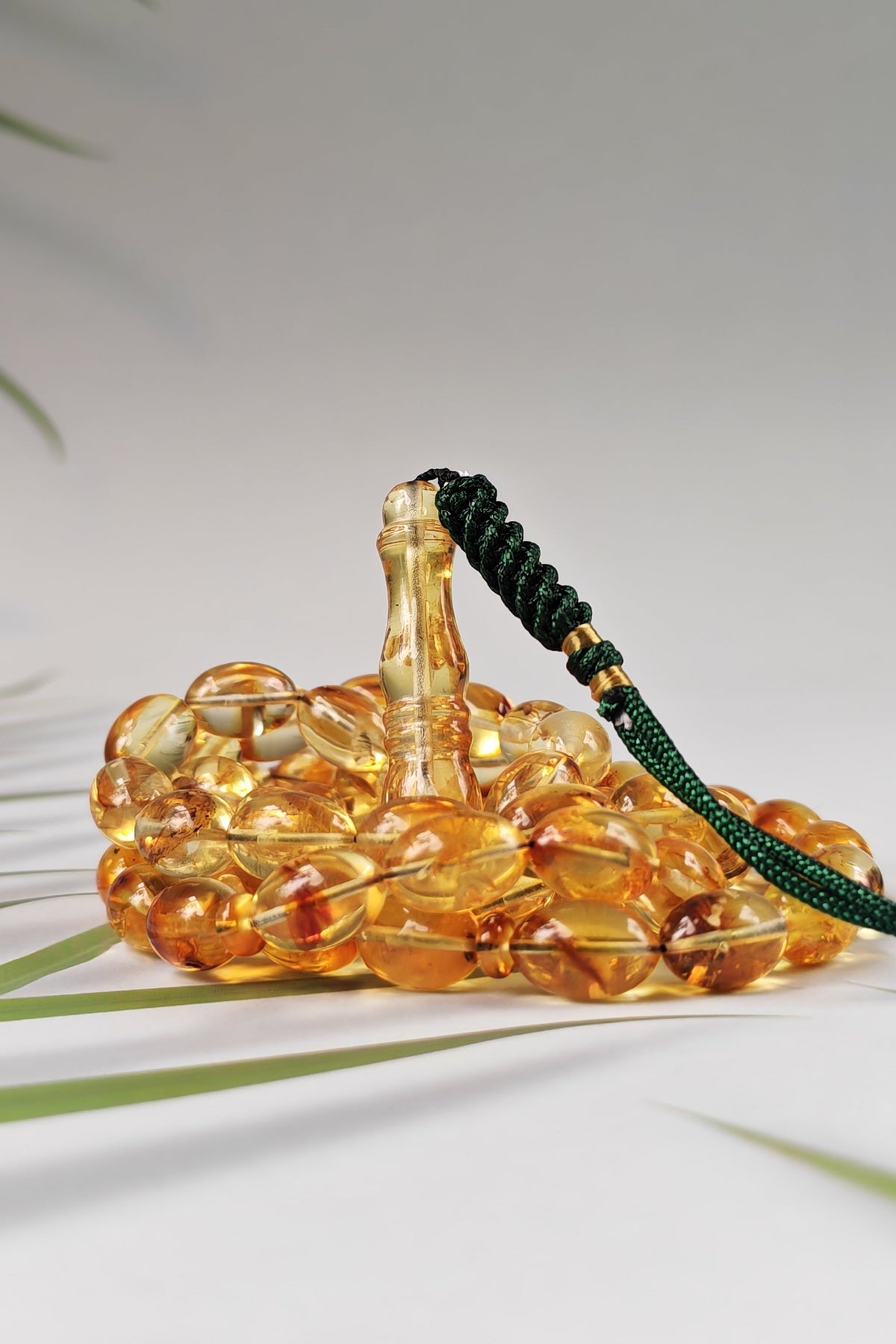 Raw Citron & Cognac Baltic Amber Rosary | 66 Olive Beads | 11.3 x 7.6mm | 26.4g