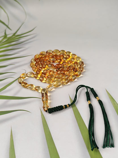 Raw Citron & Cognac Baltic Amber Rosary | 66 Olive Beads | 11.3 x 7.6mm | 26.4g