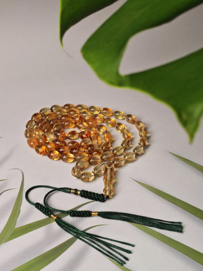 Raw Citron & Cognac Baltic Amber Rosary | 66 Olive Beads | 11.3 x 7.6mm | 26.4g