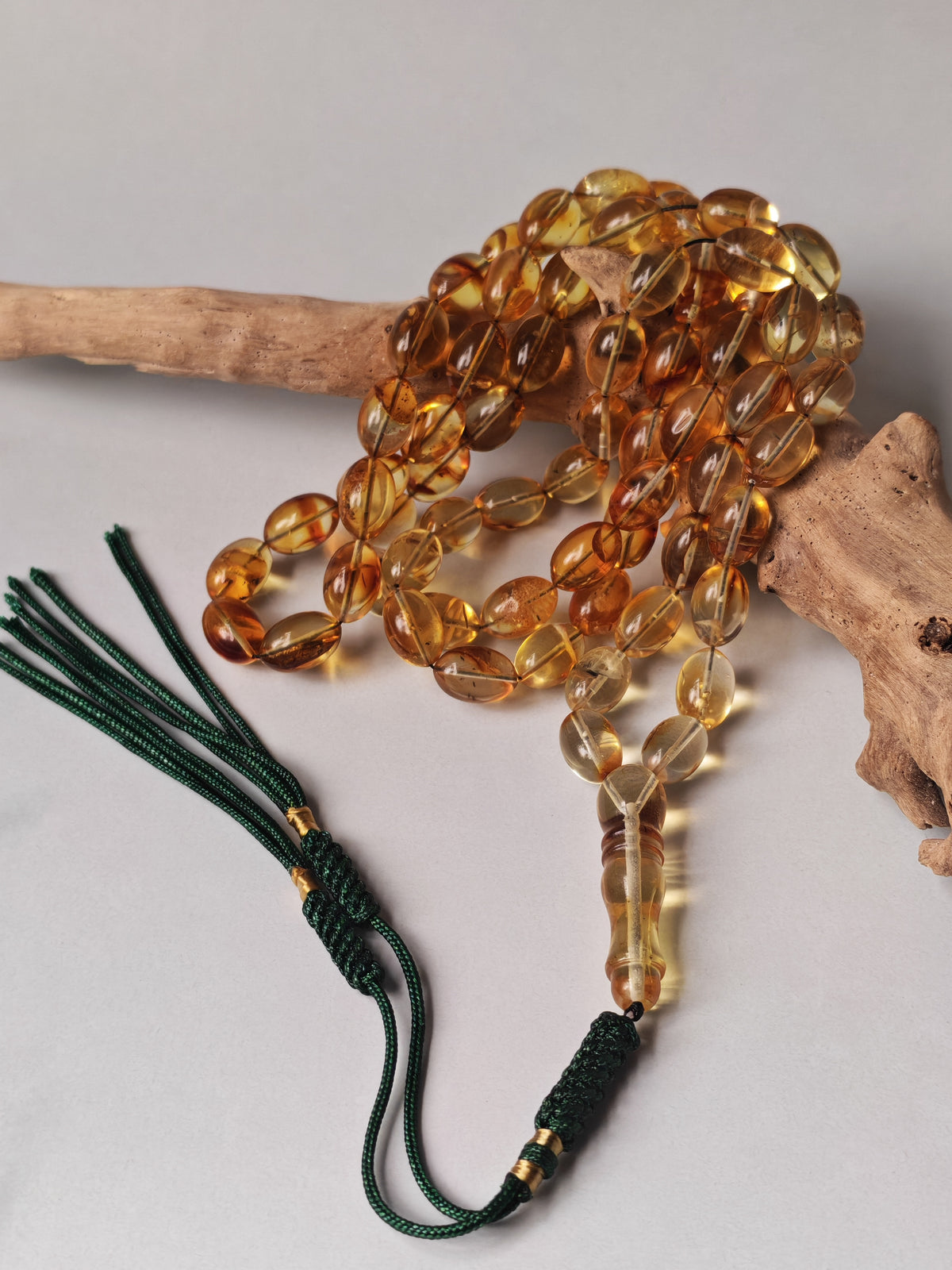 Raw Citron & Cognac Baltic Amber Rosary | 66 Olive Beads | 11.3 x 7.6mm | 26.4g