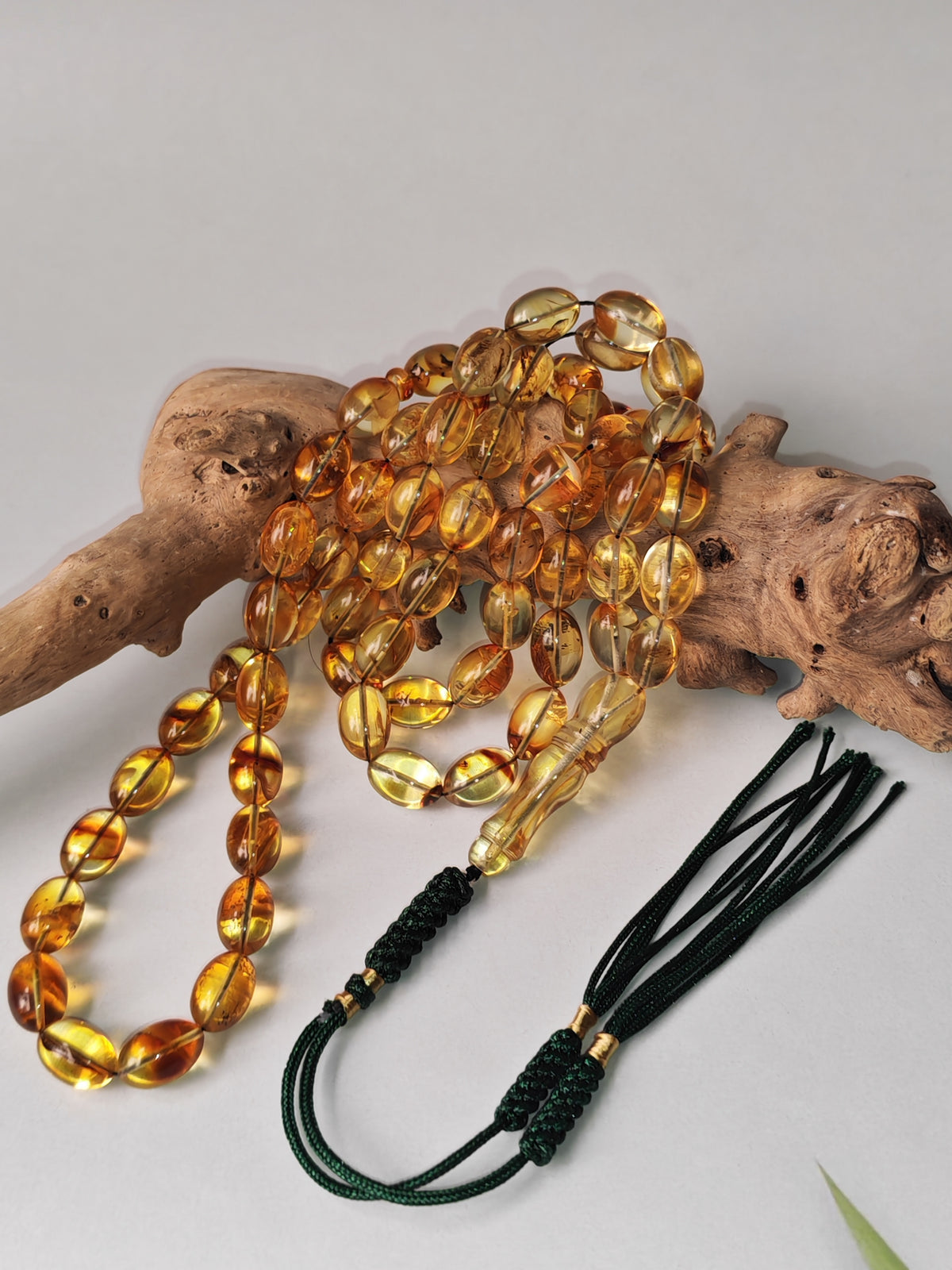 Raw Citron & Cognac Baltic Amber Rosary | 66 Olive Beads | 11.3 x 7.6mm | 26.4g