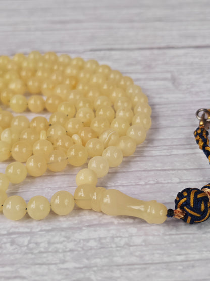 Milk & White Baltic Amber Rosary | 99 Micro Round Beads | 6.5–7mm | 17g