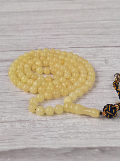Milk & White Baltic Amber Rosary | 99 Micro Round Beads | 6.5–7mm | 17g