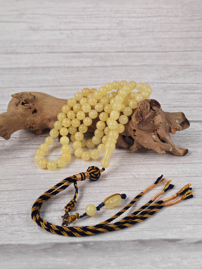 Milk & White Baltic Amber Rosary | 99 Micro Round Beads | 6.5–7mm | 17g
