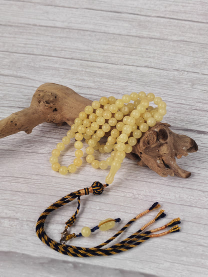 Milk & White Baltic Amber Rosary | 99 Micro Round Beads | 6.5–7mm | 17g