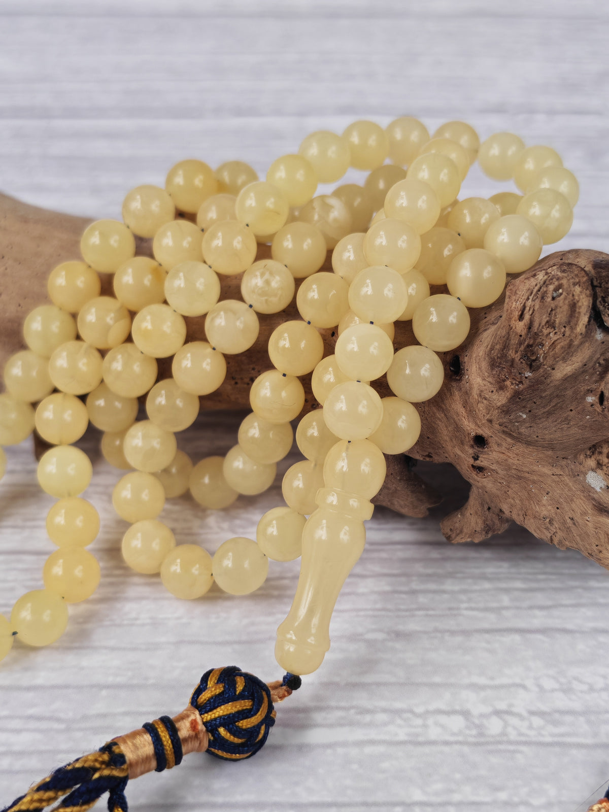 Milk & White Baltic Amber Rosary | 99 Micro Round Beads | 6.5–7mm | 17g